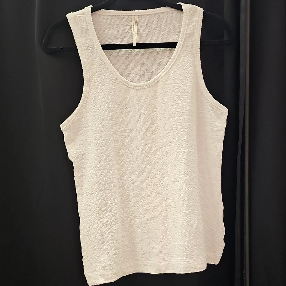 Women's, White, Textured, Tank Top, Summer, Casual, Classic, Office, Cozy